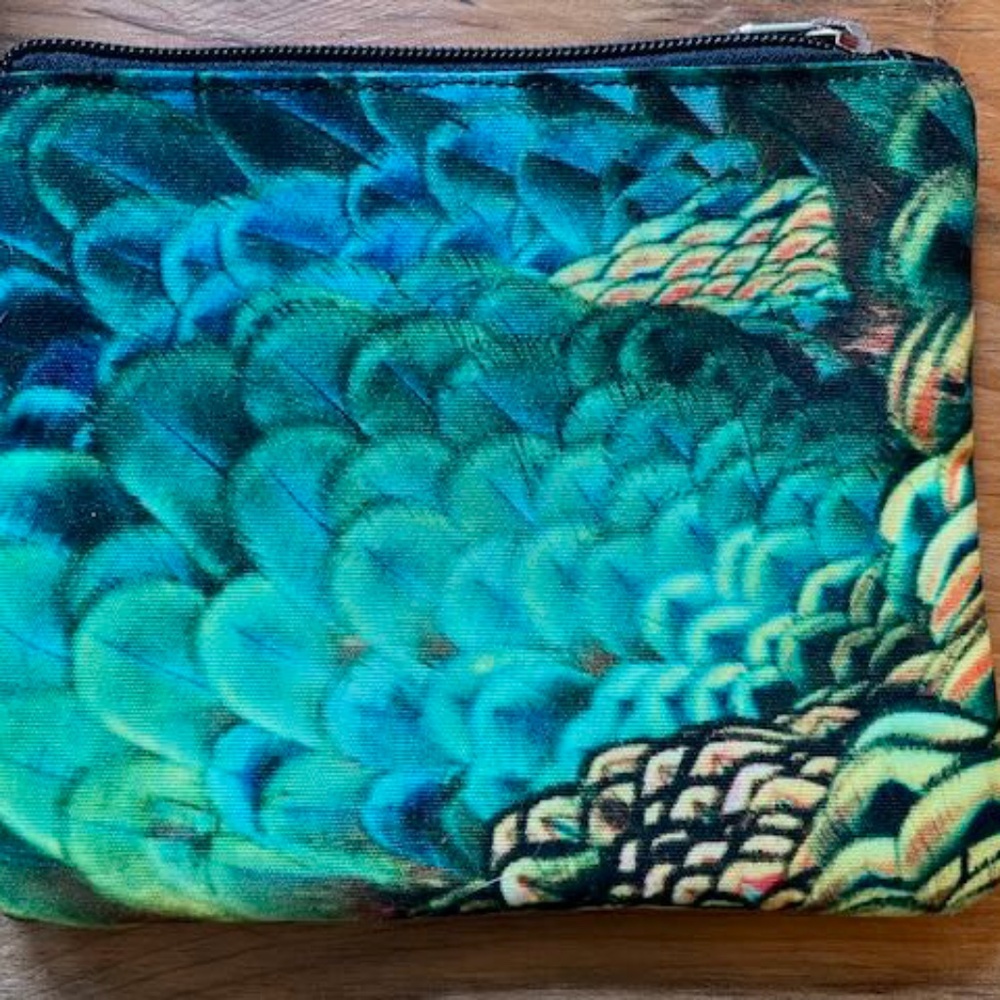 Peacock Canvas Pouch Makeup Bag by Elliot NYC
